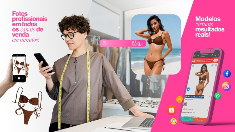 Teste e ajuste sua moda de forma prática e segura com imagens profissionais geradas pelo FotoModel.